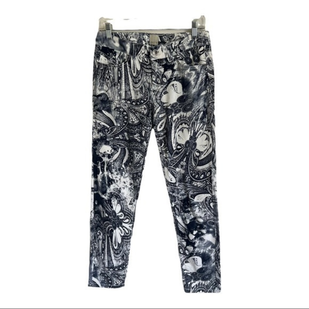 Ecru Paisley Print Cropped Lightweight Ankle Pant Size 0
